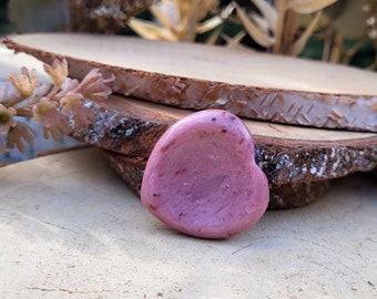 Rhodonite worry stone heart gemstone hand flatterer