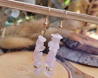 Earrings rose quartz earrings gold gemstone earrings