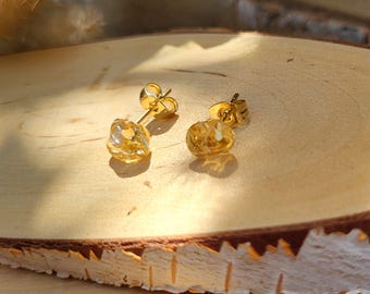 Citrine Stud Earrings Gold Gemstone Earrings