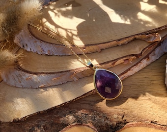 Amethyst Drop Necklace Gold Amethyst Gemstone Necklace