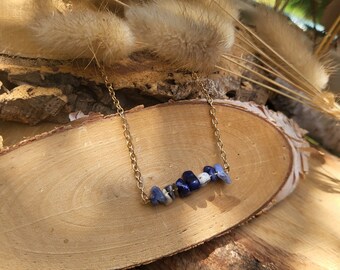 Sodalite Necklace Gold Sodalite Chips Gemstones Gemstone Necklace Gemstone