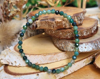 Moss agate bracelet 4 mm faceted gemstone bracelet