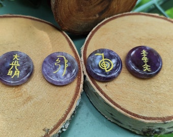 Reiki Symbols Stones Set Amethyst Gemstones Crystal