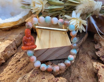 Buddha Bracelet Jade Unique Piece 8 mm Beads Gemstone Bracelet