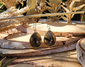 Earrings Labradorite Earrings Gold Drop Gemstone Earrings