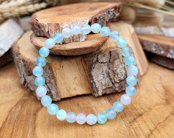 Agate bracelet light blue 6 mm faceted agate