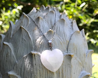 Gemstone Moonstone Heart Necklace Silver Moonstone Necklace