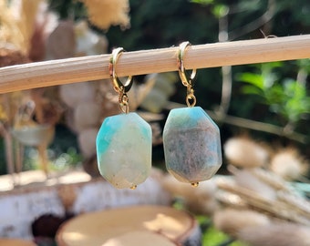 Amazonite hoop earrings gold gemstone earrings hoop earrings