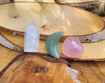 Baby Stones Set Gemstones Aventurine Moon Rose Quartz Heart Rock Crystal Tower