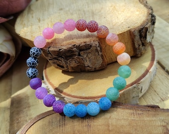 Chakra Bracelet Agate 8 mm 7 Chakras Mala Meditation