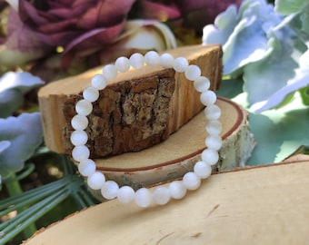 Selenite bracelet 6 mm beads gemstone bracelet