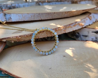 Aquamarine necklace gold gemstone necklace