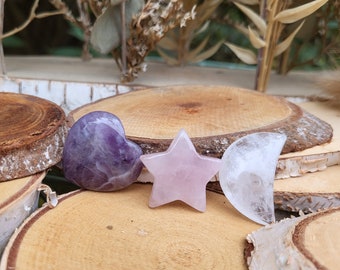 Children's room stones set amethyst heart rose quartz star rock crystal moon