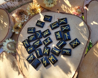 Rune Stones Set Tourmaline Black Gold Rune Stones Oracle