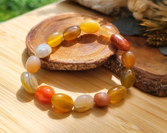 Agate bracelet orange nuggets beads gemstone bracelet