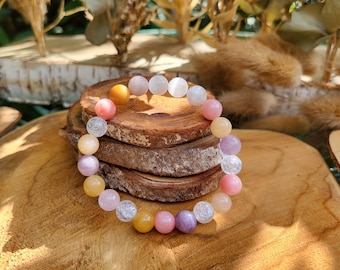 Selenite Cherry Blossom Jasper Jade Rock Crystal 8 mm Bracelet Gemstone Bracelet