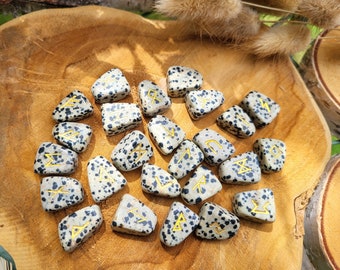 Rune Stones Set Dalmatian Jasper Gold Runestones Oracle
