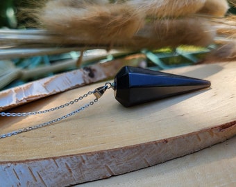 Gemstone tourmaline pendulum black chain silver gemstone necklace