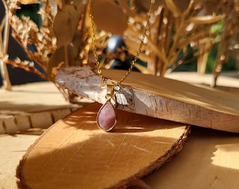 Tourmaline drop pink necklace gold gemstone gold necklace gemstone necklace