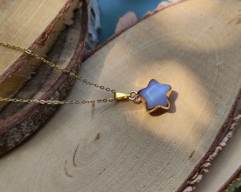 Agate star necklace gold