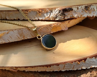 Obsidian necklace black gold obsidian round gemstone necklace