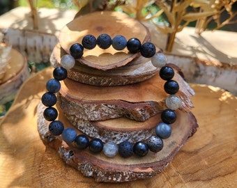Shungite bracelet labradorite larvikite lava beads 8 mm beads gemstone bracelet