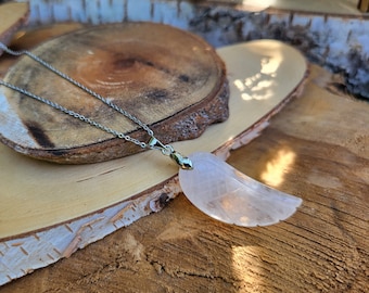 Gemstone Rock Crystal Necklace Silver Rock Crystal Wings Gold Chain Stainless Steel Gold Plated