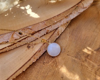 Jade necklace white gold gemstone necklace white jade round