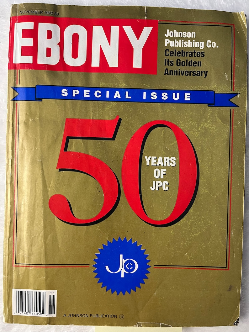 Ebony Magazine Vintage Nov. 1992 50 Years of JPC Special Issue - Etsy