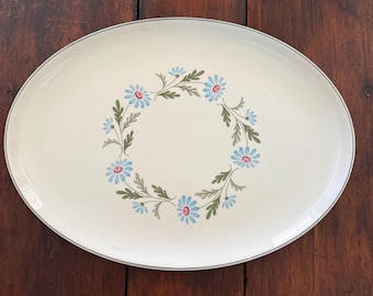 Antique Taylor Smith Taylor Blue Daisy Ring Platter