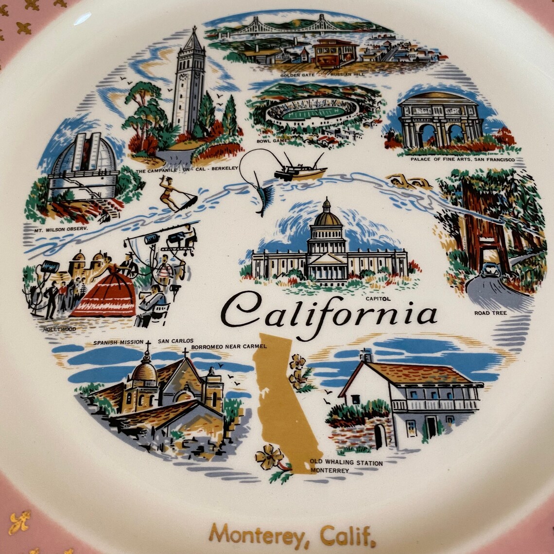 Vintage California Souvenir Plate Etsy