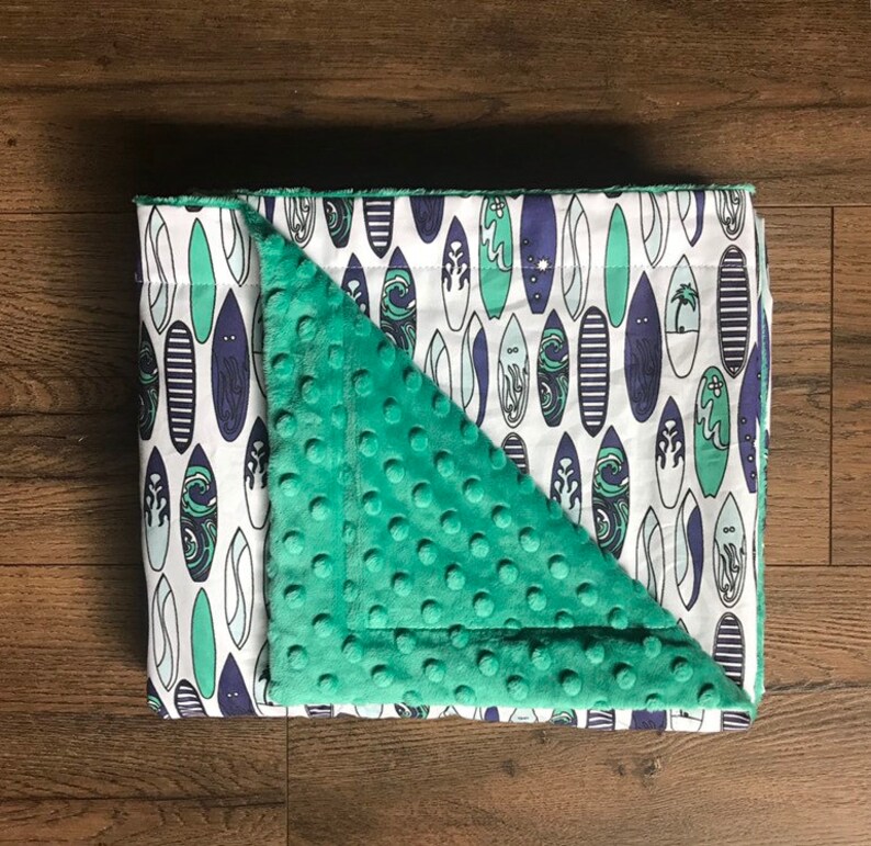 Tropical Surfer Baby Blanket Surf Board Minky Blanket Etsy