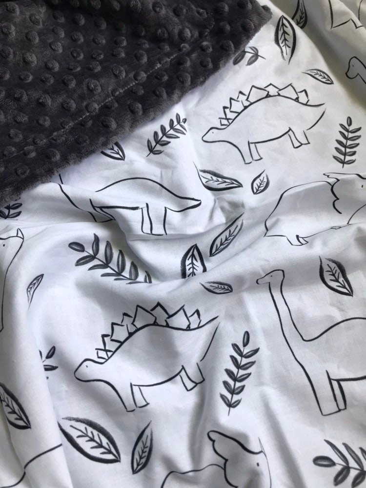 Dinosaur Baby Blanket Dinosaur Minky Blanket Dinosaur Crib Etsy