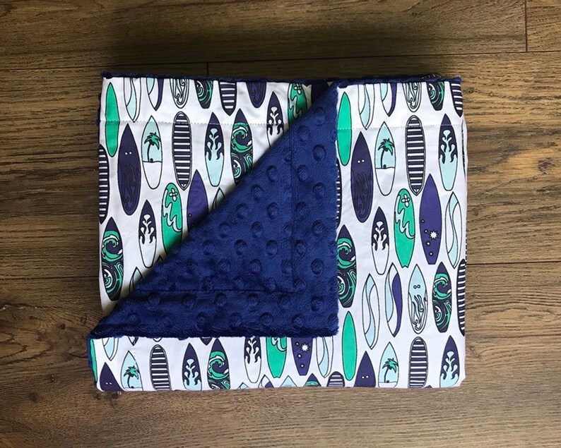 Tropical Surfer Baby Blanket Surf Board Minky Blanket Etsy