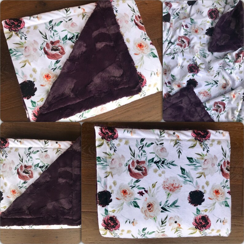 Floral Rose Baby Blanket Watercolor Rose Minky Baby Blanket Etsy