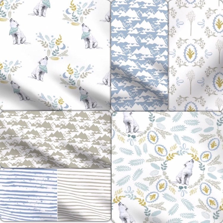 Wolf Crib Bedding Set Woodland Boy Crib Bedding Set Wolf Etsy