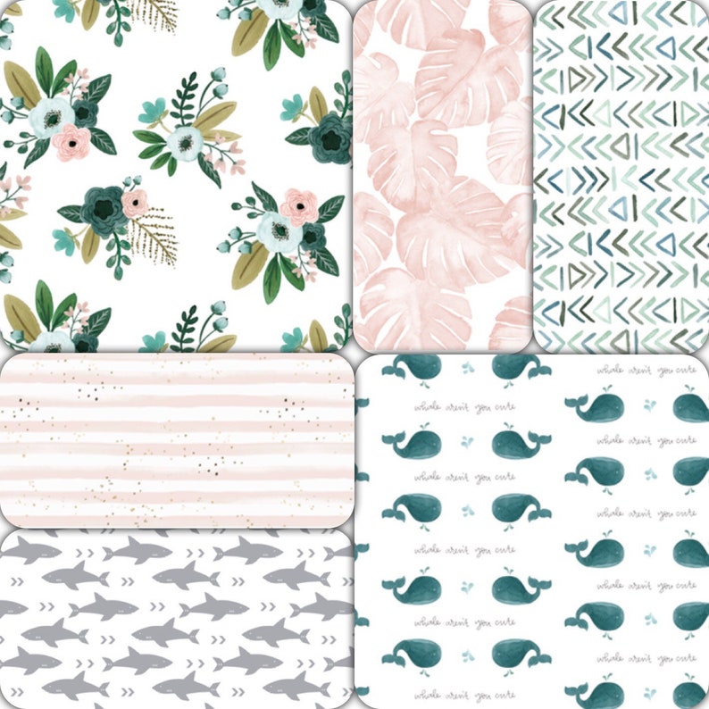 Floral Whale Baby Crib Bedding Shark Crib Bedding Set Etsy
