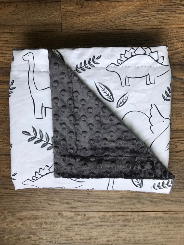 Dinosaur Baby Blanket Dinosaur Minky Blanket Dinosaur Crib Etsy
