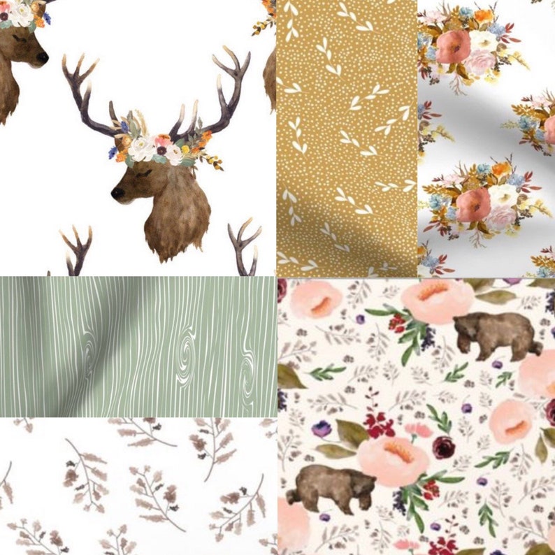 Woodland Fawn Baby Girl Nursery Bedding Set Sage Blush & Etsy