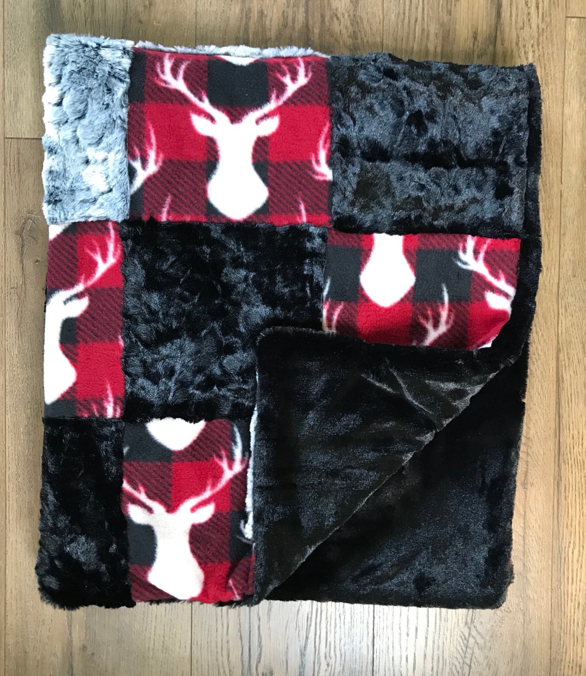 Deer Patchwork Baby Blanket Fleece and Faux Fur Patchwork Etsy