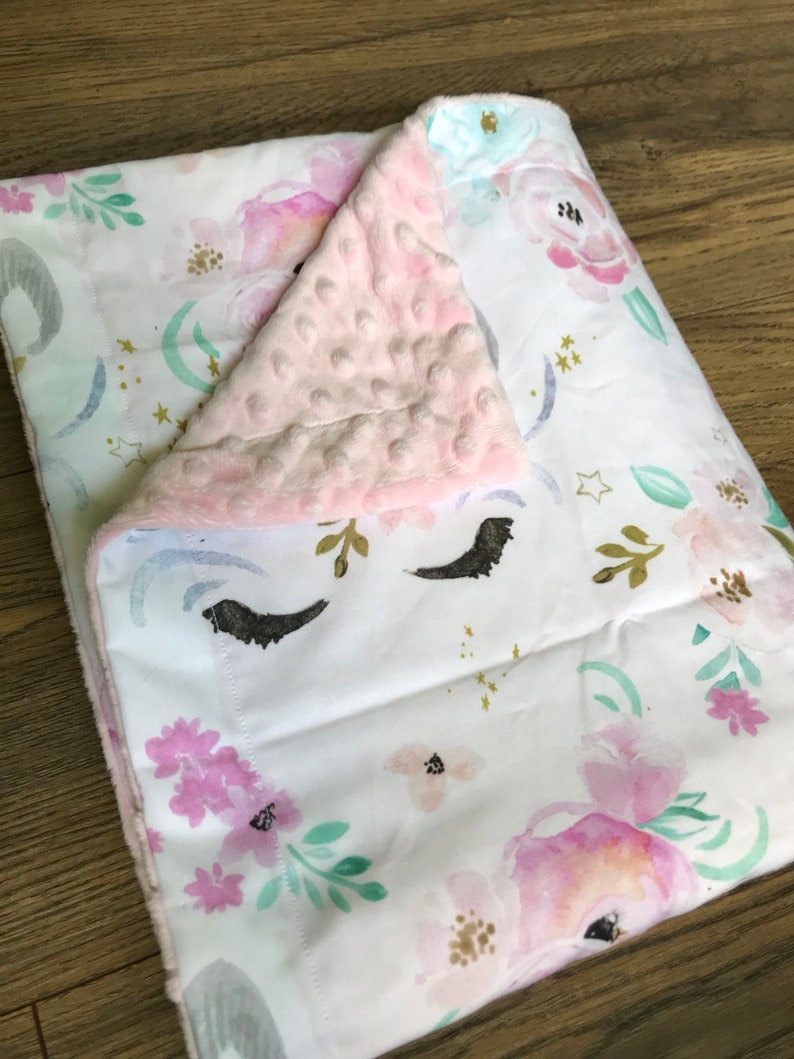 Unicorn Watercolor Baby Blanket Unicorn Minky Blanket Baby Etsy