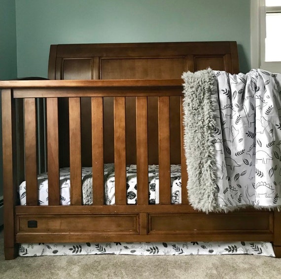 Dinosaur Nursery Bedding Set Dino Crib Bedding Set Gray Etsy