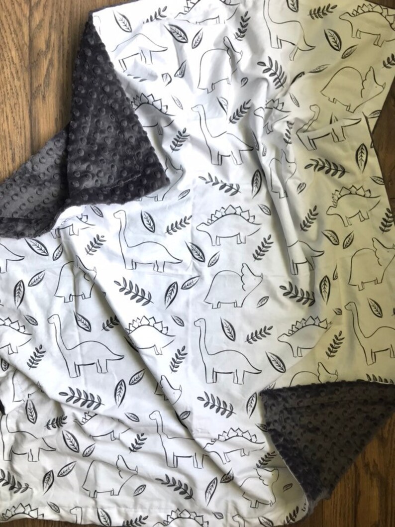 Dinosaur Baby Blanket Dinosaur Minky Blanket Dinosaur Crib Etsy