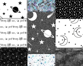Monochromatic Space Crib Bedding Set - Black & White Galaxy Baby Bedding - Space Toddler Bedding - Celestial Nursery Bedding - Watercolor