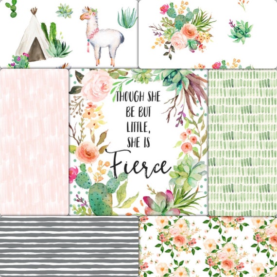 llama and cactus crib bedding