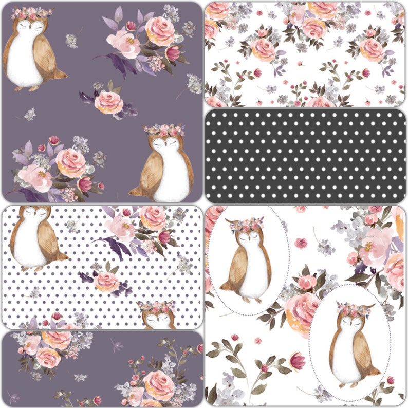 Owl Crib Bedding Set Lilac Gray Ivory Baby Bedding Etsy