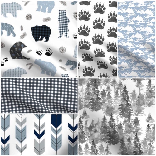 Rustic Crib Bedding Set Bear Moose Deer Plaid Mountain Baby Etsy
