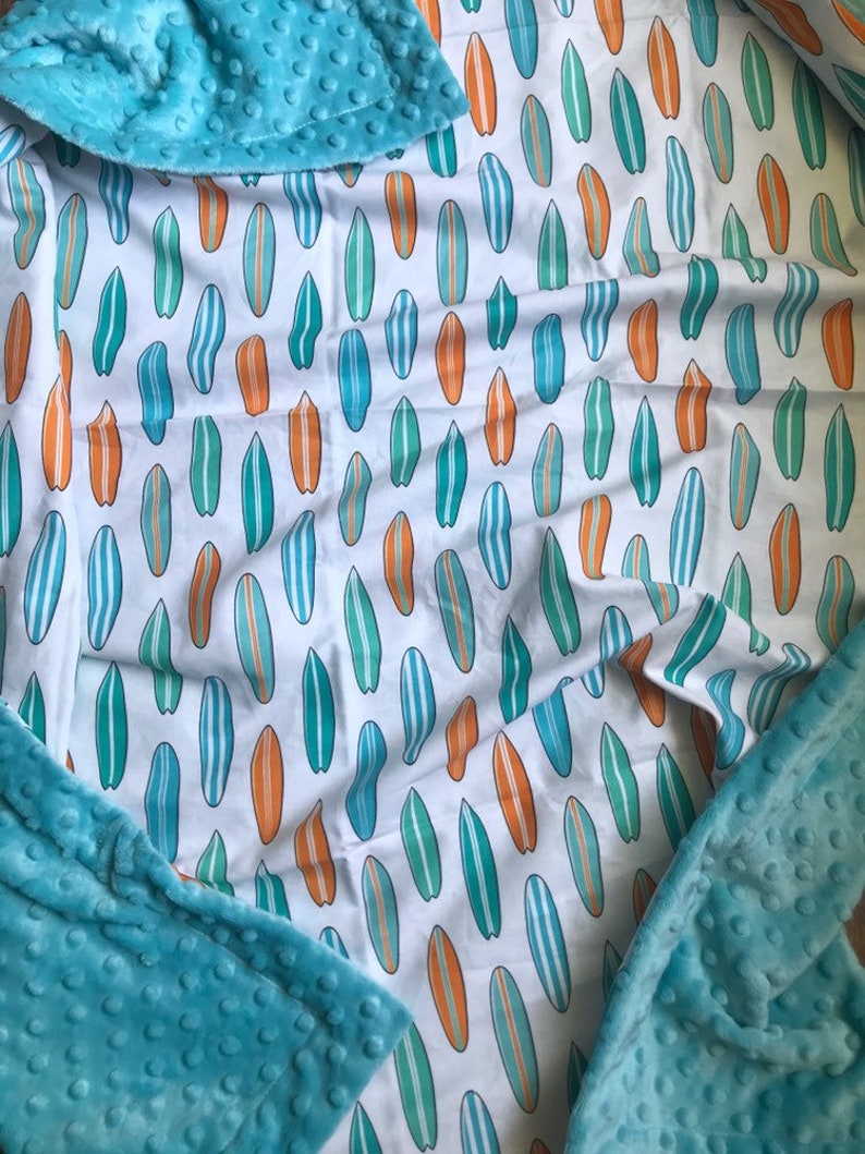 Tropical Surfer Baby Blanket Surf Board Minky Blanket Etsy