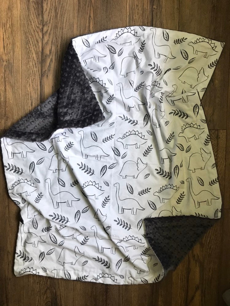Dinosaur Baby Blanket Dinosaur Minky Blanket Dinosaur Crib Etsy