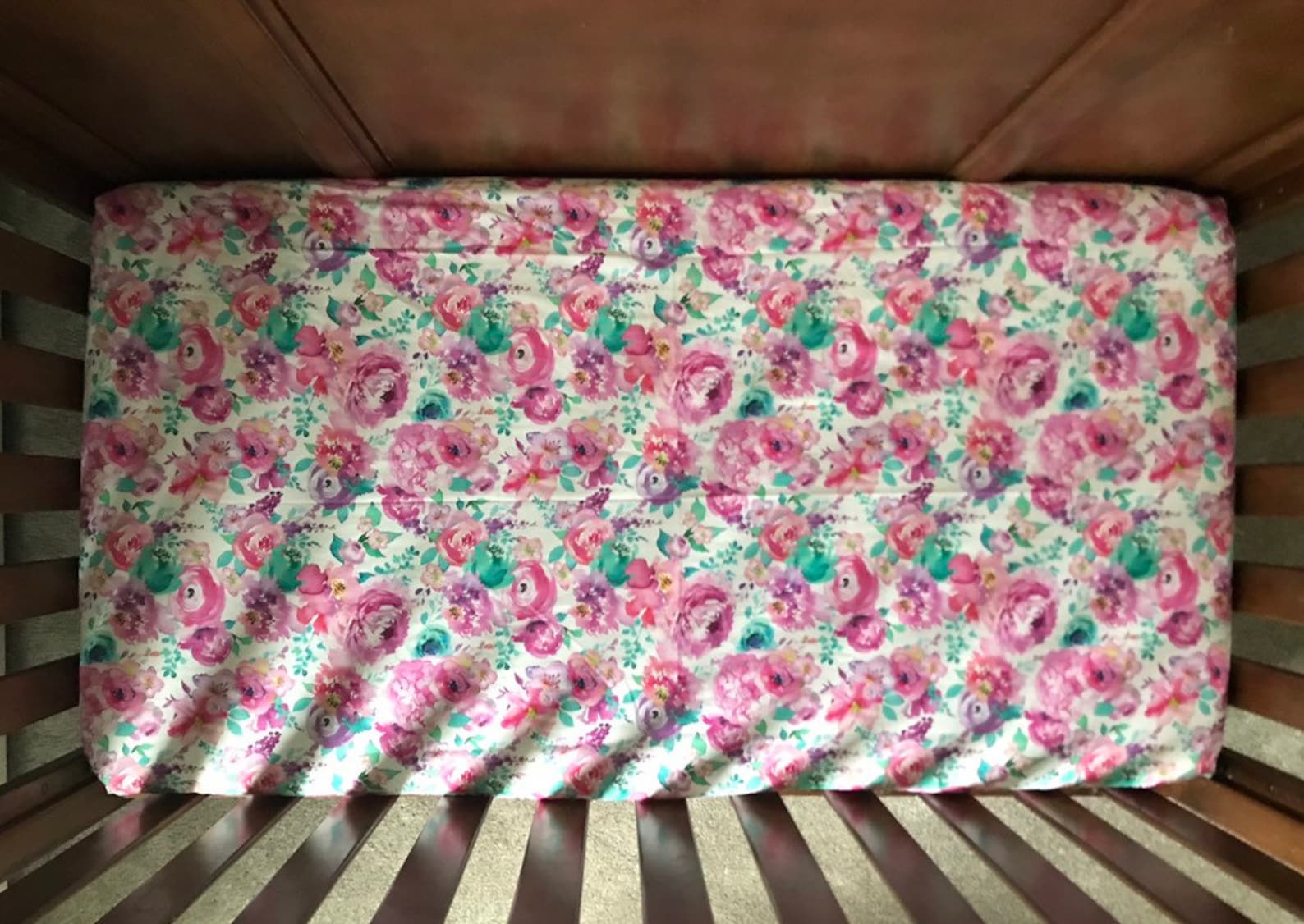 Purple Floral Fitted Crib Sheet Pink Floral Fitted Crib Etsy